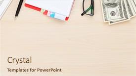  Presentation with financial accounting - Colorful PPT layouts enhanced with financial accounting - office table with pc supplies backdrop and a lemonade colored foreground