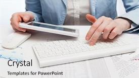  Presentation with financial accounting - Slide set consisting of financial accounting business woman using background and a white colored foreground