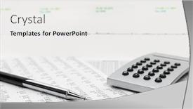  Presentation with financial accounting - PPT theme consisting of financial accounting pen and calculator on balance sheets background and a white colored foreground