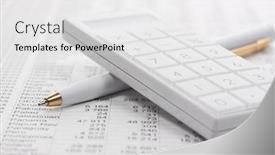  Presentation with financial accounting - Beautiful presentation design featuring financial accounting pen and calculator backdrop and a white colored foreground