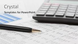  Presentation with financial accounting - Slide deck with financial-accounting-pen-and-calculator background and a white colored foreground