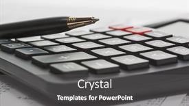  Presentation with financial accounting - Beautiful PPT theme featuring financial-accounting-pen-and-calculator backdrop and a dark gray colored foreground