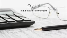  Presentation with financial accounting - Presentation design having financial-accounting-pen-and-calculator background and a white colored foreground