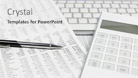  Presentation with financial accounting - Amazing slides having financial-accounting-pen-and-calculator backdrop and a white colored foreground