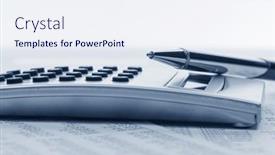  Presentation with financial accounting - PPT layouts having financial-accounting-pen-and-calculator background and a sky blue colored foreground