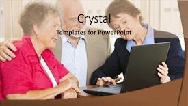  Presentation with senior couple - Amazing theme having senior couple getting financial advice backdrop and a coral colored foreground