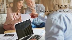  Presentation with retirement planning - Theme consisting of financial-advisor-and-senior-couple background and a coral colored foreground