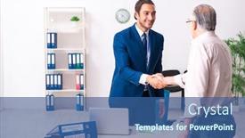  Presentation with old man - Audience pleasing theme consisting of financial-advisor-giving-retirement-advice backdrop and a ocean colored foreground