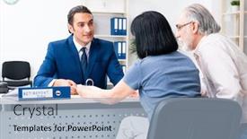  Presentation with old couple - Cool new theme with financial-advisor-giving-retirement-advice backdrop and a light blue colored foreground