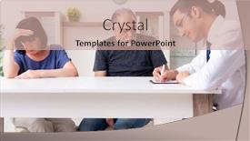  Presentation with old couple - Colorful slide set enhanced with financial-advisor-giving-retirement-advice backdrop and a coral colored foreground