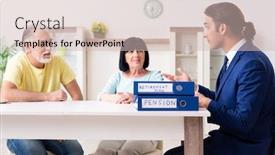  Presentation with old couple - Amazing theme having financial-advisor-giving-retirement-advice backdrop and a soft green colored foreground