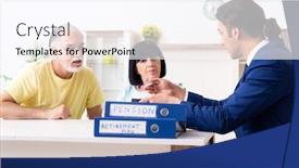  Presentation with retirement - Presentation design consisting of financial-advisor-giving-retirement-advice background and a pink colored foreground