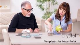  Presentation with retirement - Audience pleasing PPT theme consisting of financial-advisor-giving-retirement-advice backdrop and a soft green colored foreground