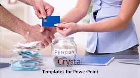  Presentation with retirement - Audience pleasing slides consisting of financial-advisor-giving-retirement-advice backdrop and a light blue colored foreground