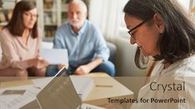  Presentation with social worker - PPT theme featuring financial-advisor-or-social-worker background and a coral colored foreground