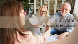  Presentation with thank - Theme enhanced with financial-advisors-and-seniors-shake background and a coral colored foreground