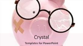  Presentation with piggy bank broken piggybank - Presentation having financial aid - piggy bank with broken eyeglasses background and a lemonade colored foreground