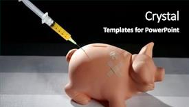  Presentation with financial crisis - Audience pleasing presentation theme consisting of financial aid - piggy bank with capital injection backdrop and a black colored foreground