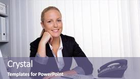  Presentation with business office desk - Audience pleasing PPT layouts consisting of financial aid - young successful business woman sitting backdrop and a violet colored foreground