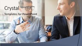  Presentation with financial - Theme featuring financial analysts discussing their opinion background and a soft green colored foreground