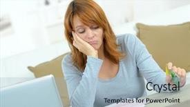  Presentation with woman praying over bible - Presentation design enhanced with financial awareness - woman going over her finances background and a light blue colored foreground