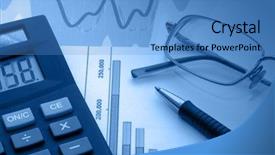  Presentation with accessories - Slide deck consisting of financial blue - business accessories on a background background and a teal colored foreground