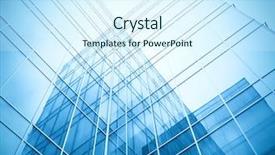  Presentation with financial center - PPT layouts featuring financial blue - new office building in business background and a sky blue colored foreground