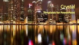  Presentation with financial center - PPT theme enhanced with financial center - city of singapore at night background and a  colored foreground