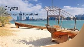  Presentation with financial center - Beautiful PPT layouts featuring financial center - modern arabic city abu dhabi backdrop and a light blue colored foreground