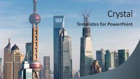  Presentation with financial center - Slide deck consisting of financial center swfc jin mao background and a light blue colored foreground