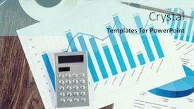  Presentation with pen - PPT theme with financial charts and graphs and a pen on the office table background and a arctic colored foreground