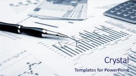  Presentation with research - Presentation design consisting of financial charts and graphs background and a sky blue colored foreground