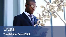  Presentation with african american business - Cool new presentation theme with financial concept make money backdrop and a ocean colored foreground