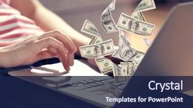  Presentation with working woman - Presentation design having financial concept make money background and a navy blue colored foreground