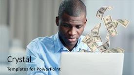  Presentation with internet - Slide deck enhanced with financial concept make money background and a light blue colored foreground