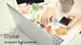  Presentation with internet - Cool new presentation theme with financial concept make money backdrop and a light gray colored foreground