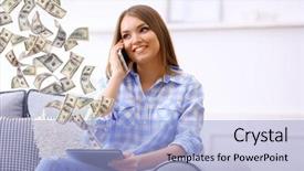  Presentation with cell - PPT theme featuring financial concept make money background and a light blue colored foreground