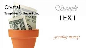  Presentation with flower pots - Theme enhanced with financial concept of growing money background and a white colored foreground