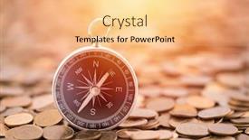  Presentation with compass - PPT theme with financial-concept-with-coins background and a lemonade colored foreground