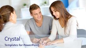  Presentation with dubai financial fintech - Cool new presentation theme with financial consultant for credit loan backdrop and a sky blue colored foreground