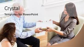  Presentation with further - Cool new slides with financial consulting - customer handing backdrop and a white colored foreground