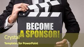  Presentation with sponsor - Cool new presentation theme with financial contribution - become a sponsor backdrop and a tawny brown colored foreground