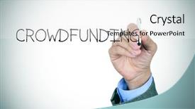  Presentation with crowdfunding - Slide deck with financial contribution - closeup of the hand background and a white colored foreground