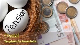  Presentation with pension - Presentation design featuring financial contribution - egg with word pension background and a tawny brown colored foreground