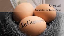  Presentation with retirement planning - Slide set having financial contribution - money and egg with word background and a coral colored foreground