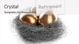  Presentation with retirement planning - PPT theme enhanced with financial contribution - nest with golden eggs background and a white colored foreground