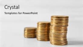  Presentation with pension - Slide set featuring financial contribution - stacks of coins on table background and a white colored foreground