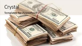  Presentation with banknotes - Presentation theme having financial contribution - stacks of one hundred dollars background and a soft green colored foreground