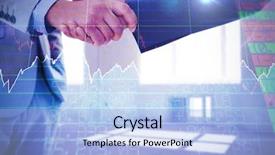  Presentation with shares - Theme consisting of financial corporate aviation - business handshake against stocks background and a light blue colored foreground