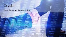  Presentation with shares - Amazing slides having financial corporate aviation - businessmen shaking hands against stocks backdrop and a light blue colored foreground